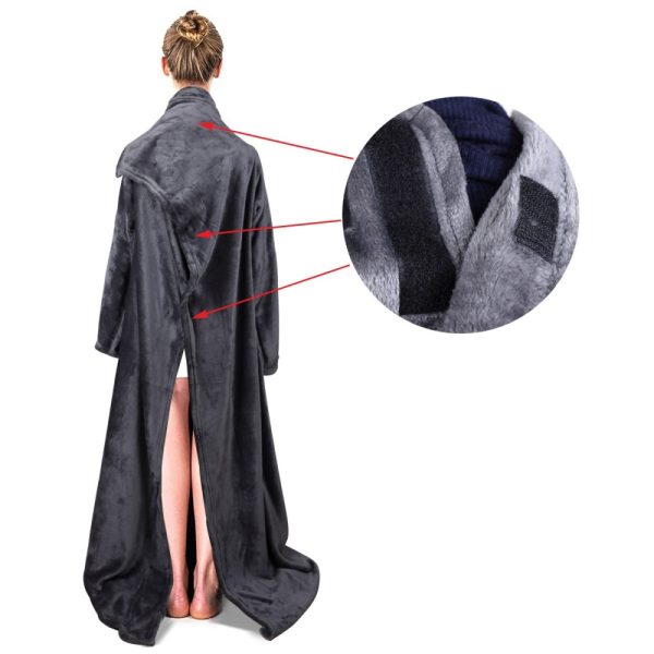 2024 new flannel soft blanket with sleeves cozy wearable swaddle blankets hug sleep personalized blanket - Image 5