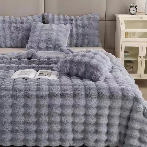 fleece bed weight winter blanket wholesale sublimation blanket solid color cozy plush moving blanket - Image 4