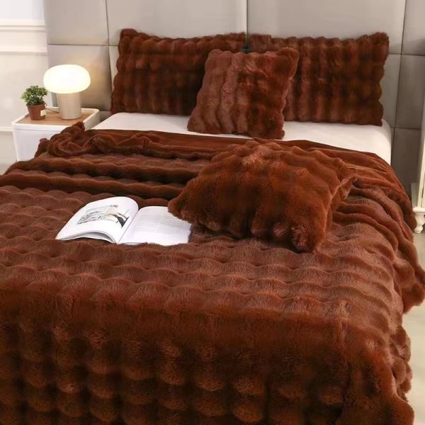 fleece bed weight winter blanket wholesale sublimation blanket solid color cozy plush moving blanket - Image 5