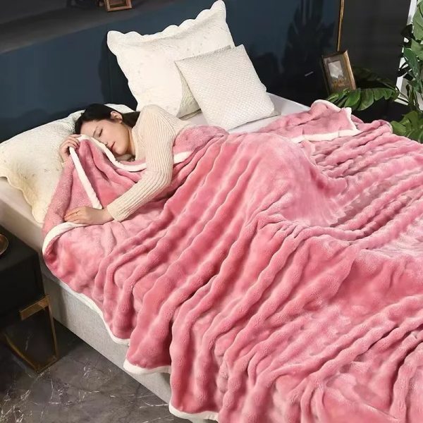 checkered fluffy blankets wholesale plush blankets for winter solid color bed fleece winter blankets - Image 2