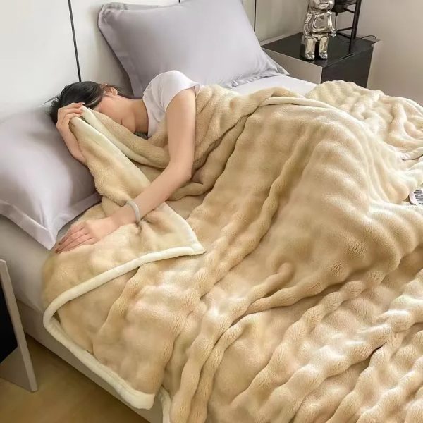 checkered fluffy blankets wholesale plush blankets for winter solid color bed fleece winter blankets - Image 4