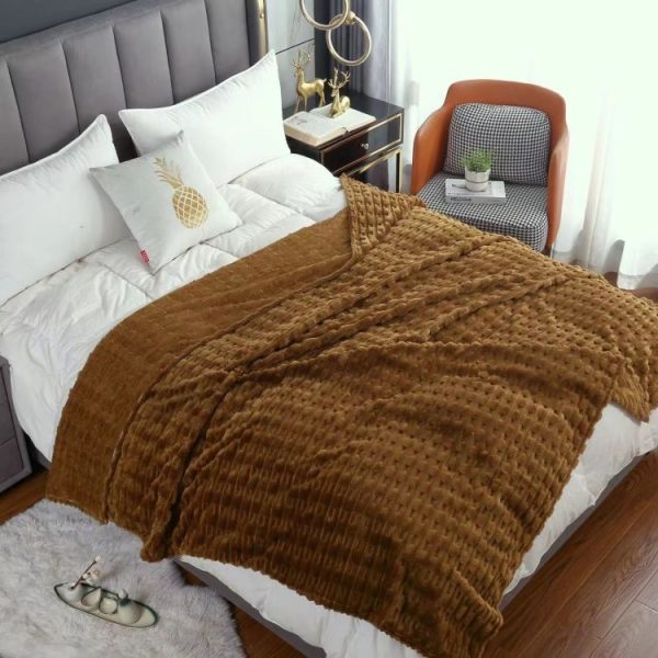 solid color fleece custom blankets soft bed winter blankets wholesale towel thermal luxury picnic blanket - Image 3